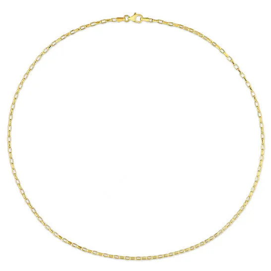 Necklaces JMS always Original AMOUR Fancy Rectangular Rolo Chain Necklace In Yellow Plated Sterling Silver 18 In Necklaces JMS always Original AMOUR Fancy Rectangular Rolo Chain Necklace In Yellow Plated Sterling Silver 18 In