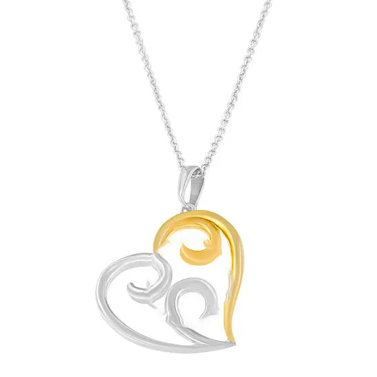 Necklaces JMS always Original Haus of Brilliance 10K TwoTone Yellow Gold over 925 Sterling Silver Two Toned Open Heart with Swirls 18 Box Chain Pendant Necklace Necklaces JMS always Original Haus of Brilliance 10K TwoTone Yellow Gold over 925 Sterling Silver Two Toned Open Heart with Swirls 18 Box Chain Pendant Necklace