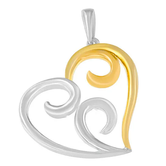 Necklaces JMS always Original Haus of Brilliance 10K TwoTone Yellow Gold over 925 Sterling Silver Two Toned Open Heart with Swirls 18 Box Chain Pendant Necklace Necklaces JMS always Original Haus of Brilliance 10K TwoTone Yellow Gold over 925 Sterling Silver Two Toned Open Heart with Swirls 18 Box Chain Pendant Necklace