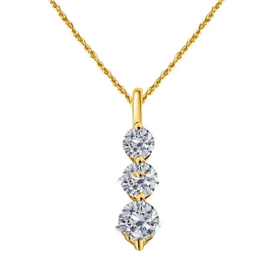 Necklaces JMS always Original Maulijewels 025 Carat White Diamond 14K Solid Yellow Gold Three Stone Pendant Necklace With 18 Gold Plated 925 Sterling Silver Box Chain Necklaces JMS always Original Maulijewels 025 Carat White Diamond 14K Solid Yellow Gold Three Stone Pendant Necklace With 18 Gold Plated 925 Sterling Silver Box Chain