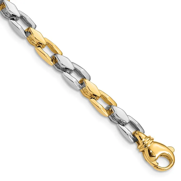 Necklaces MDS Solid 14K Twotone Gold 22inch 45mm Hand Polished Fancy Link with Fancy Lobster Clasp Chain Necklace Necklaces MDS Solid 14K Twotone Gold 22inch 45mm Hand Polished Fancy Link with Fancy Lobster Clasp Chain Necklace