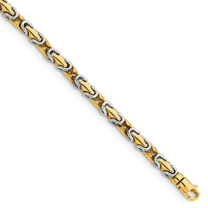 Necklaces MDS Solid 14K Twotone Gold 24 inch 42mm Hand Polished Fancy Link with Lobster Clasp Chain Necklace Necklaces MDS Solid 14K Twotone Gold 24 inch 42mm Hand Polished Fancy Link with Lobster Clasp Chain Necklace