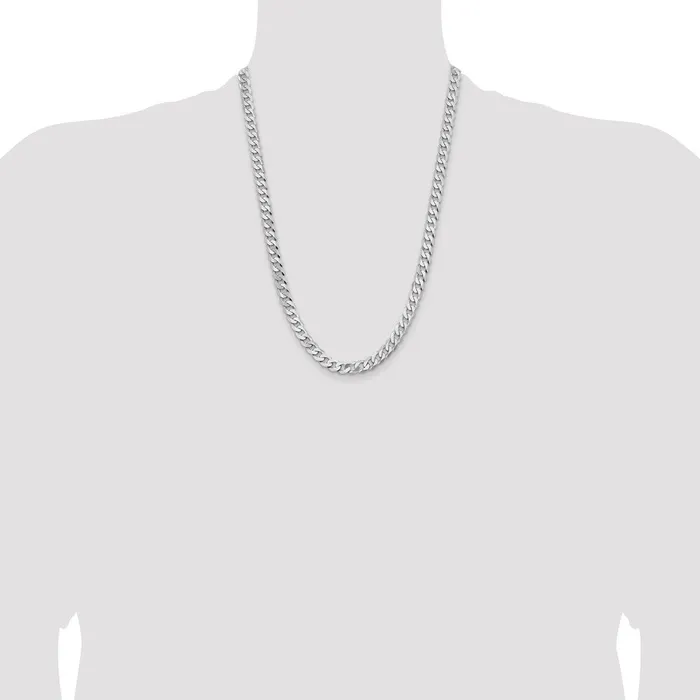 Necklaces MDS Solid 14K White Gold 24 inch 725mm Flat Beveled Curb with Lobster Clasp Chain Necklace Necklaces MDS Solid 14K White Gold 24 inch 725mm Flat Beveled Curb with Lobster Clasp Chain Necklace