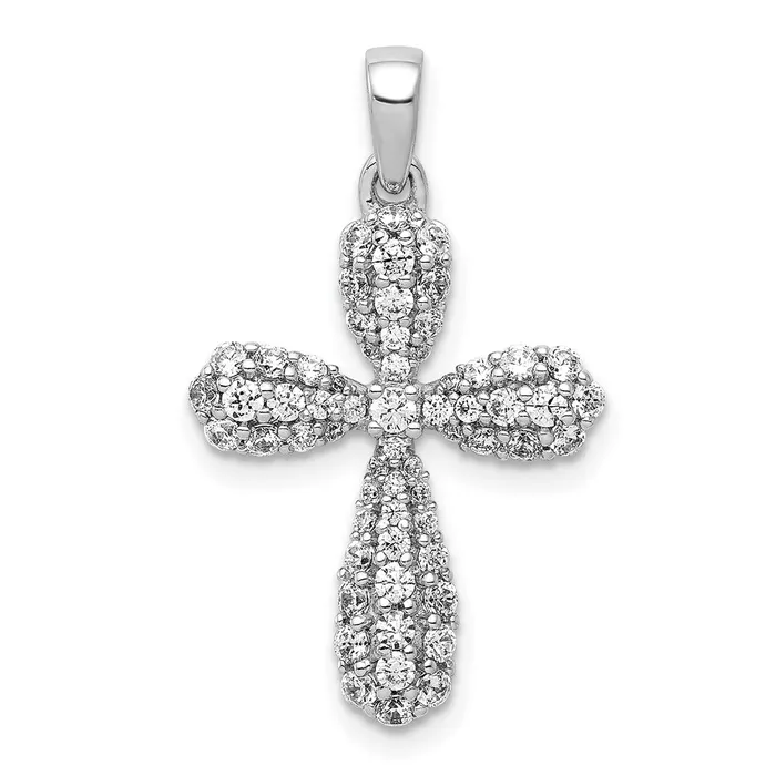 Necklaces Solid 14k White Gold 58ct Simulated CZ Cross Pendant Goldia