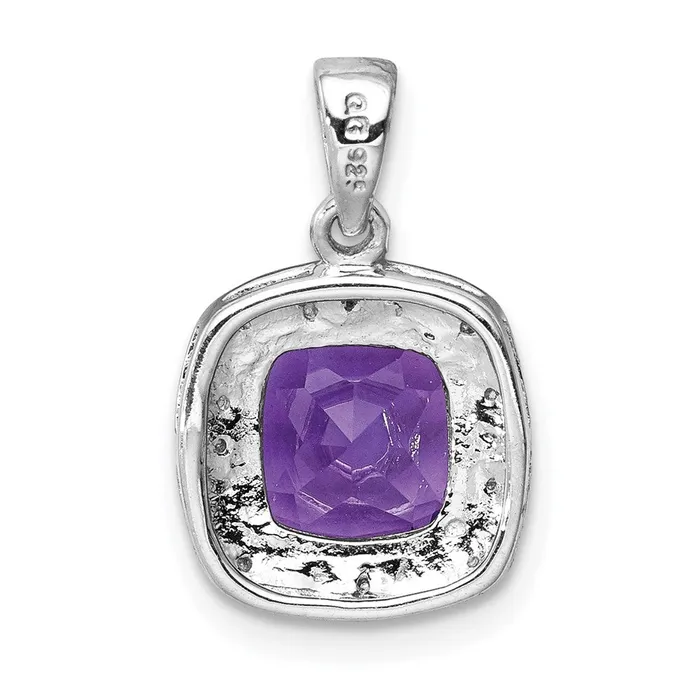 Necklaces Sterling Silver Rhodium Plated Amethyst and Diamond Pendant Goldia