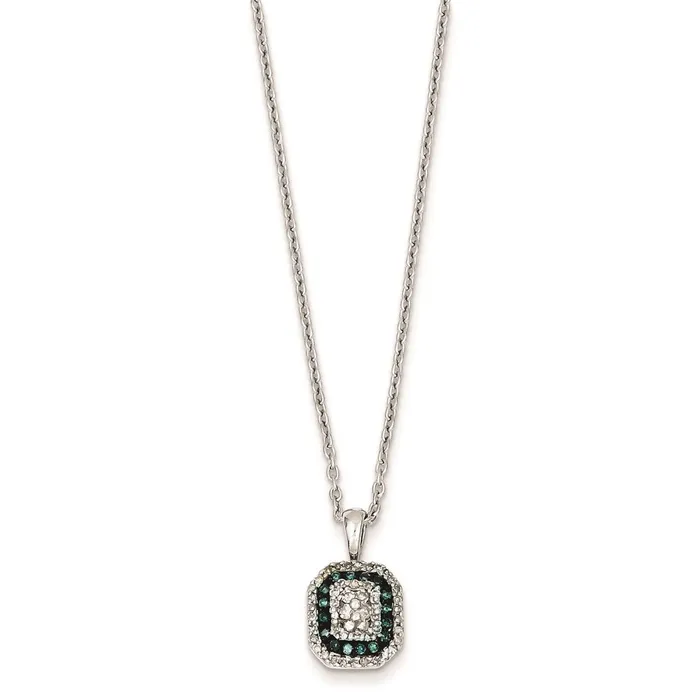 Necklaces Sterling Silver White u0026 Blue Diamond Pendant Goldia