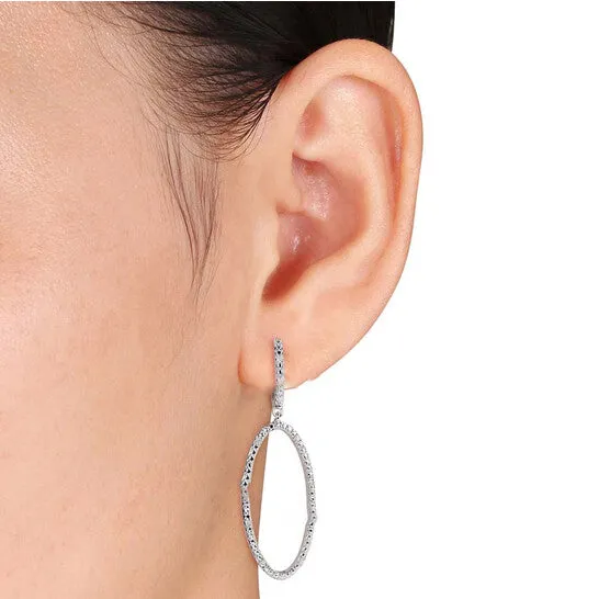 Original AMOUR 110 CT TW Diamond Oval Drop Earrings In Sterling Silver JMS always Earrings Original AMOUR 110 CT TW Diamond Oval Drop Earrings In Sterling Silver JMS always Earrings