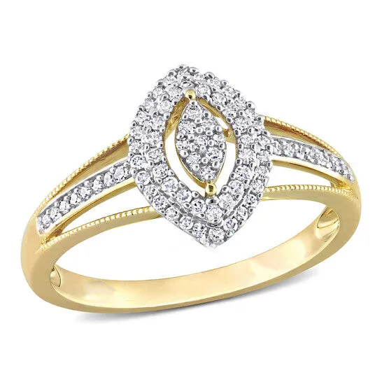 Original Amour 10k Yellow Gold 14 CT TDW Diamond Double Halo Marquise Cluster Split Shank Ring JMS always Rings Original Amour 10k Yellow Gold 14 CT TDW Diamond Double Halo Marquise Cluster Split Shank Ring JMS always Rings