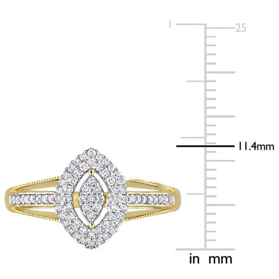 Original Amour 10k Yellow Gold 14 CT TDW Diamond Double Halo Marquise Cluster Split Shank Ring JMS always Rings Original Amour 10k Yellow Gold 14 CT TDW Diamond Double Halo Marquise Cluster Split Shank Ring JMS always Rings