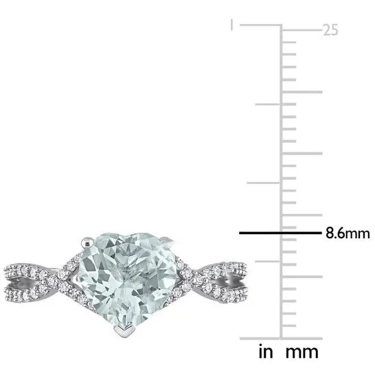 Original Amour 14k White Gold 1 12 CT TGW Heart Aquamarine 15 CT TDW Diamond Infinity Ring JMS always Rings Original Amour 14k White Gold 1 12 CT TGW Heart Aquamarine 15 CT TDW Diamond Infinity Ring JMS always Rings