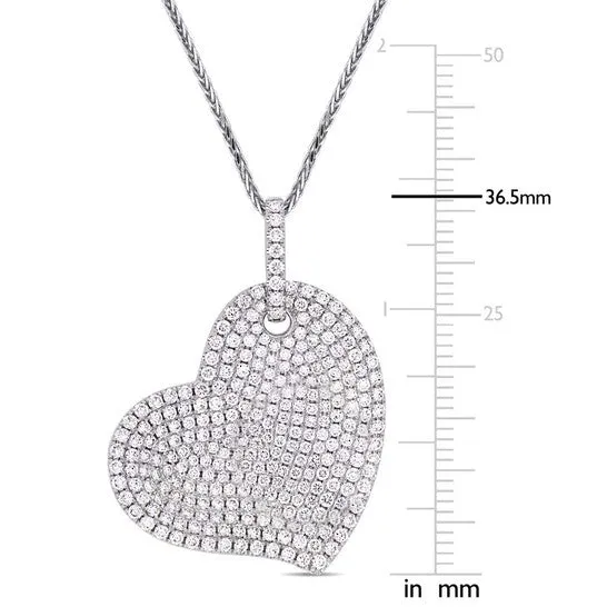 Original AMOUR 2 12 CT TW Pave Diamond Heart Pendant with Chain In 14K White Gold JMS always Necklaces Original AMOUR 2 12 CT TW Pave Diamond Heart Pendant with Chain In 14K White Gold JMS always Necklaces