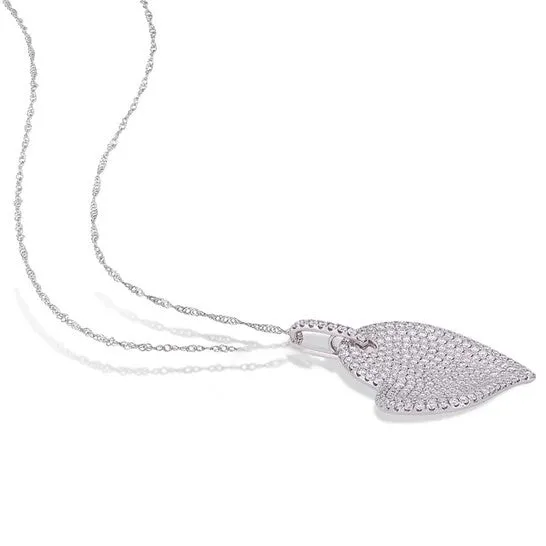 Original AMOUR 2 12 CT TW Pave Diamond Heart Pendant with Chain In 14K White Gold JMS always Necklaces Original AMOUR 2 12 CT TW Pave Diamond Heart Pendant with Chain In 14K White Gold JMS always Necklaces