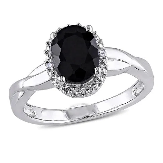 Original Amour Silver 001 CT Diamond TW And 1 35 CT TGW Black Sapphire Fashion Ring JMS always Rings Original Amour Silver 001 CT Diamond TW And 1 35 CT TGW Black Sapphire Fashion Ring JMS always Rings