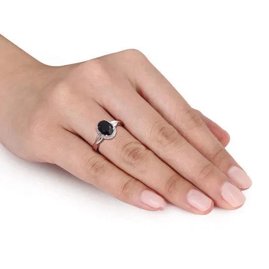 Original Amour Silver 001 CT Diamond TW And 1 35 CT TGW Black Sapphire Fashion Ring JMS always Rings Original Amour Silver 001 CT Diamond TW And 1 35 CT TGW Black Sapphire Fashion Ring JMS always Rings