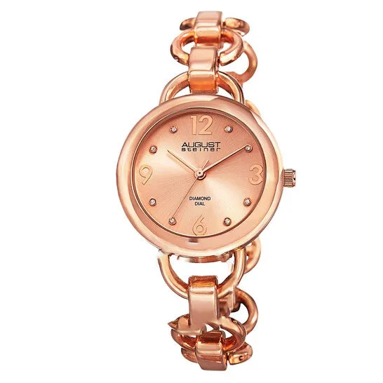Original August Steiner Quartz Diamond Rose Dial Rose Goldtone Ladies Watch AS8132RG JMS always Rings Original August Steiner Quartz Diamond Rose Dial Rose Goldtone Ladies Watch AS8132RG JMS always Rings