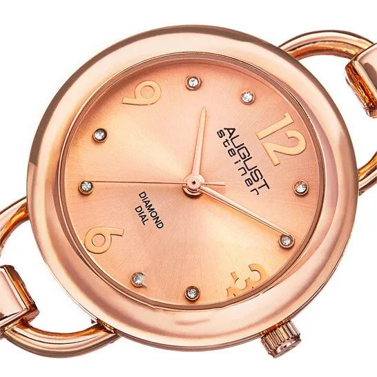 Original August Steiner Quartz Diamond Rose Dial Rose Goldtone Ladies Watch AS8132RG JMS always Rings Original August Steiner Quartz Diamond Rose Dial Rose Goldtone Ladies Watch AS8132RG JMS always Rings