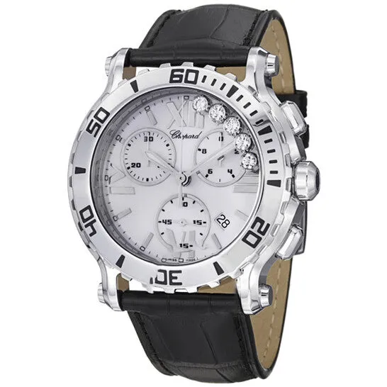 Original Chopard Happy Sport Chronograph White Dial Leather Strap Ladies Watch 2884993001 JMS always Watches