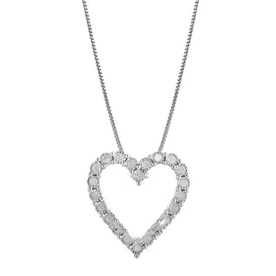 Original Diamond Muse 033 cttw White Gold Over Sterling Silver Open Heart Necklace for Women JMS always Necklaces Original Diamond Muse 033 cttw White Gold Over Sterling Silver Open Heart Necklace for Women JMS always Necklaces