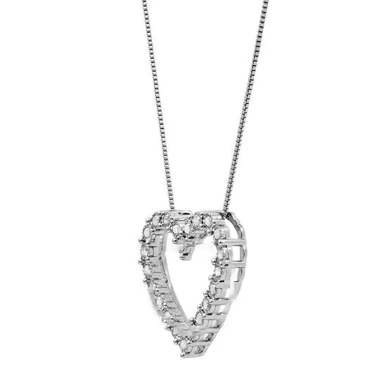 Original Diamond Muse 033 cttw White Gold Over Sterling Silver Open Heart Necklace for Women JMS always Necklaces Original Diamond Muse 033 cttw White Gold Over Sterling Silver Open Heart Necklace for Women JMS always Necklaces