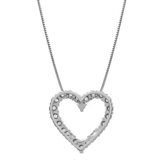 Original Diamond Muse 033 cttw White Gold Over Sterling Silver Open Heart Necklace for Women JMS always Necklaces Original Diamond Muse 033 cttw White Gold Over Sterling Silver Open Heart Necklace for Women JMS always Necklaces