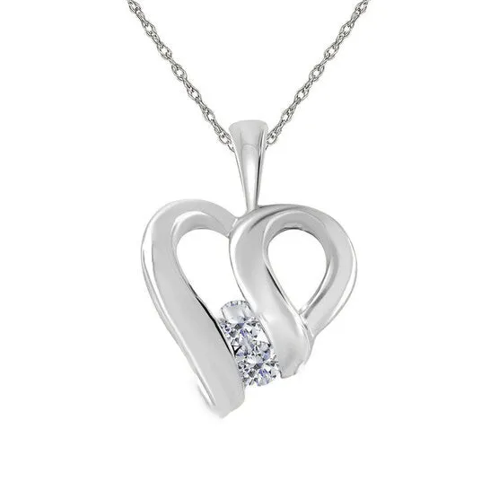 Original Maulijewels 035 Carat Heart Shape White Diamond Pendant In 10K White Gold With 18 10k White Gold Plated Sterling Silver Box Chain JMS always Necklaces Original Maulijewels 035 Carat Heart Shape White Diamond Pendant In 10K White Gold With 18 10k White Gold Plated Sterling Silver Box Chain JMS always Necklaces