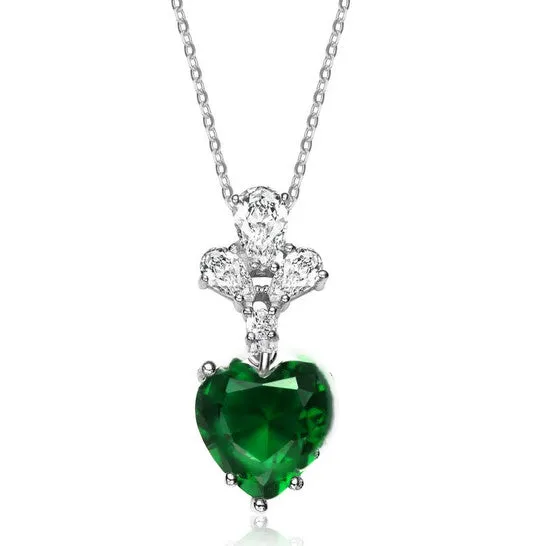 Original Megan Walford Sterling Silver Clear and Green Cubic Zirconia Heart Necklace JMS always Necklaces Original Megan Walford Sterling Silver Clear and Green Cubic Zirconia Heart Necklace JMS always Necklaces