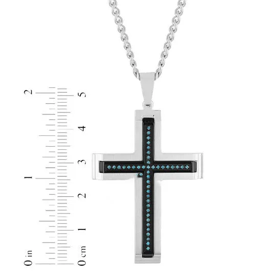 Original Robert Alton 15CTW Blue Diamond Stainless Steel Cross Pendant JMS always Necklaces Original Robert Alton 15CTW Blue Diamond Stainless Steel Cross Pendant JMS always Necklaces