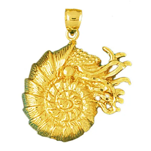 PreStyled Sets 14K Gold Nautilus Mollusk Cephalopod Pendant Goldia