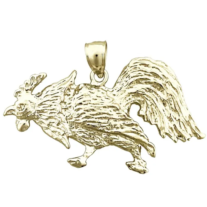 PreStyled Sets 14K Gold Pecking Rooster Pendant Goldia
