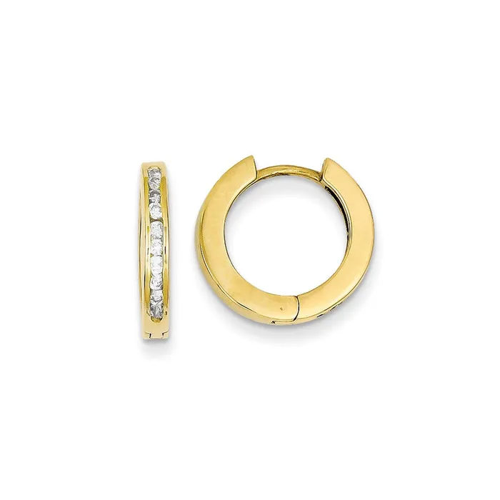 PreStyled Sets 14k Yellow Gold VS Real Diamond hinged Earringss Goldia
