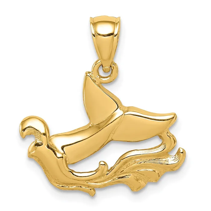 PreStyled Sets 14k Yellow Gold Whale Tail Wave Pendant Goldia