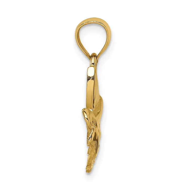 PreStyled Sets 14k Yellow Gold Whale Tail Wave Pendant Goldia