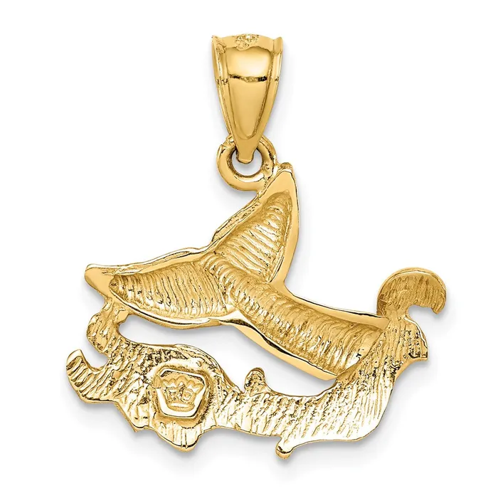PreStyled Sets 14k Yellow Gold Whale Tail Wave Pendant Goldia