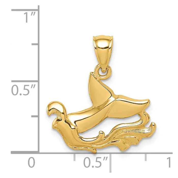 PreStyled Sets 14k Yellow Gold Whale Tail Wave Pendant Goldia