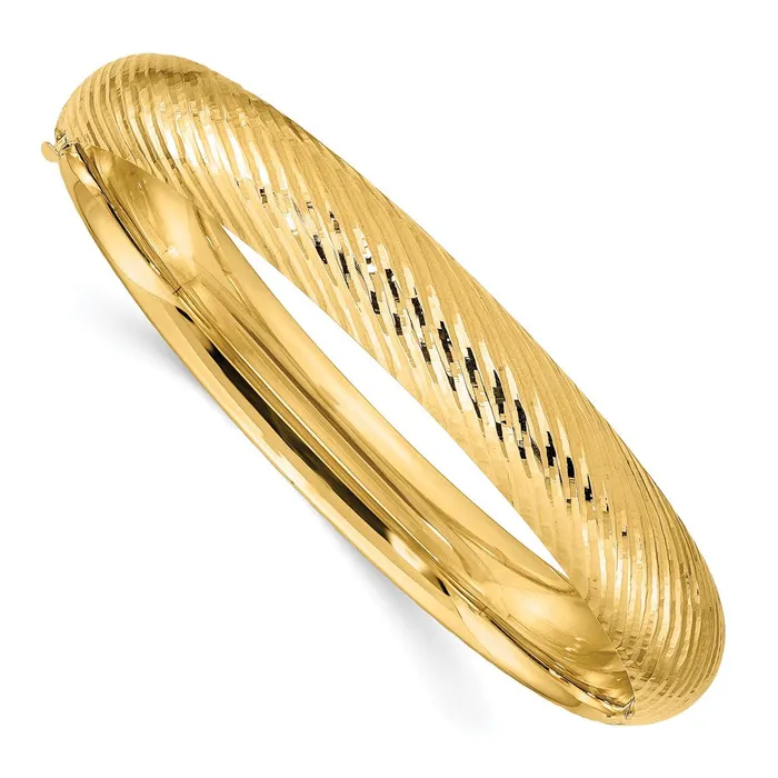 PreStyled Sets Goldia 14k Yellow Gold 716 Textured Hinged Bangle