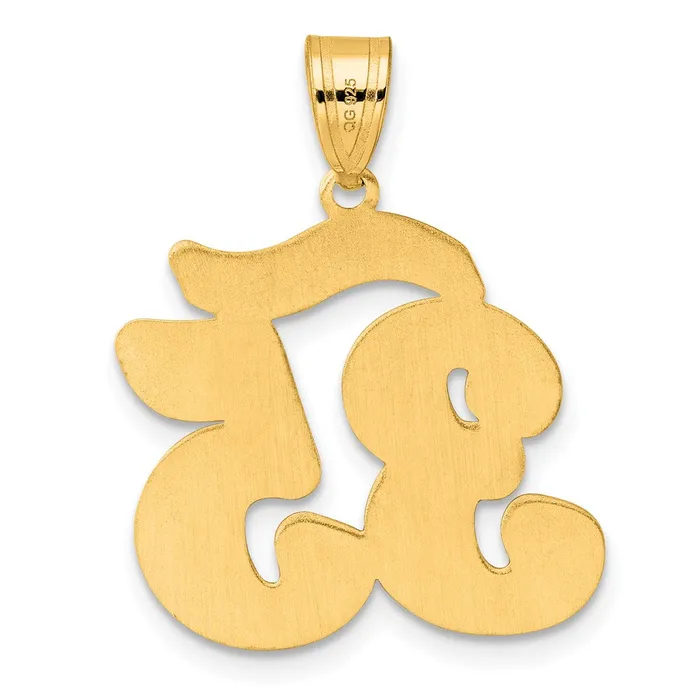 PreStyled Sets Goldia 14k Yellow Gold Brushed Border Script Number 35 Pendant