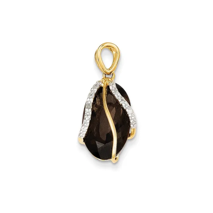 PreStyled Sets Goldia 14K Yellow Gold Smoky Quartz u0026 Real Diamond Pendant
