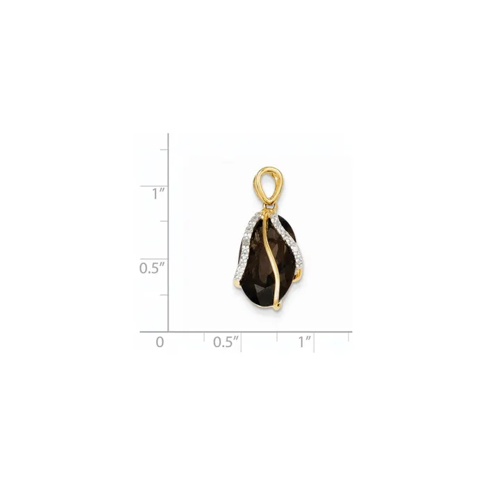 PreStyled Sets Goldia 14K Yellow Gold Smoky Quartz u0026 Real Diamond Pendant