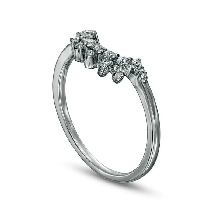 Rings 017 CT TW Natural Diamond Sunburst Contour Anniversary Band in Solid 10K White Gold Goldia Rings 017 CT TW Natural Diamond Sunburst Contour Anniversary Band in Solid 10K White Gold Goldia