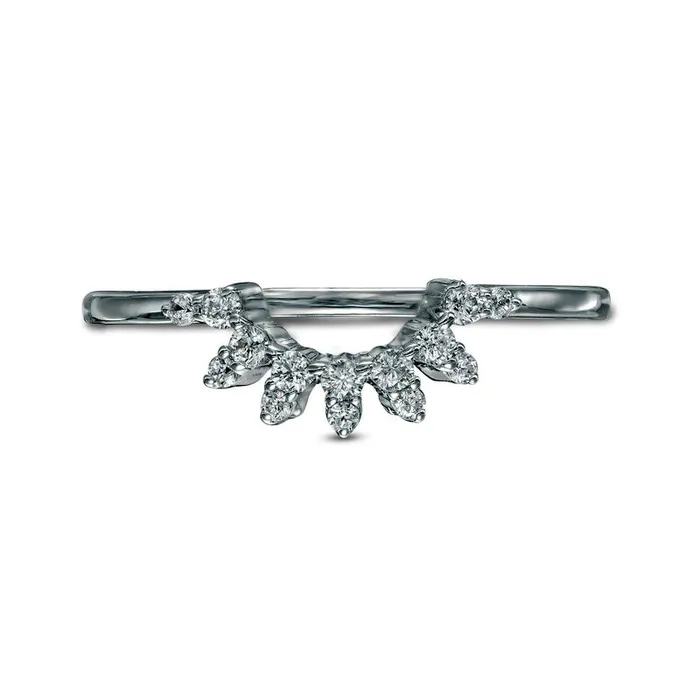 Rings 017 CT TW Natural Diamond Sunburst Contour Anniversary Band in Solid 10K White Gold Goldia Rings 017 CT TW Natural Diamond Sunburst Contour Anniversary Band in Solid 10K White Gold Goldia