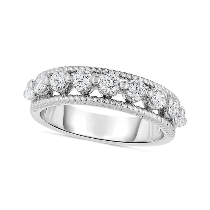 Rings 025 CT TW Natural Diamond Anniversary Band in Solid 14K White Gold Goldia