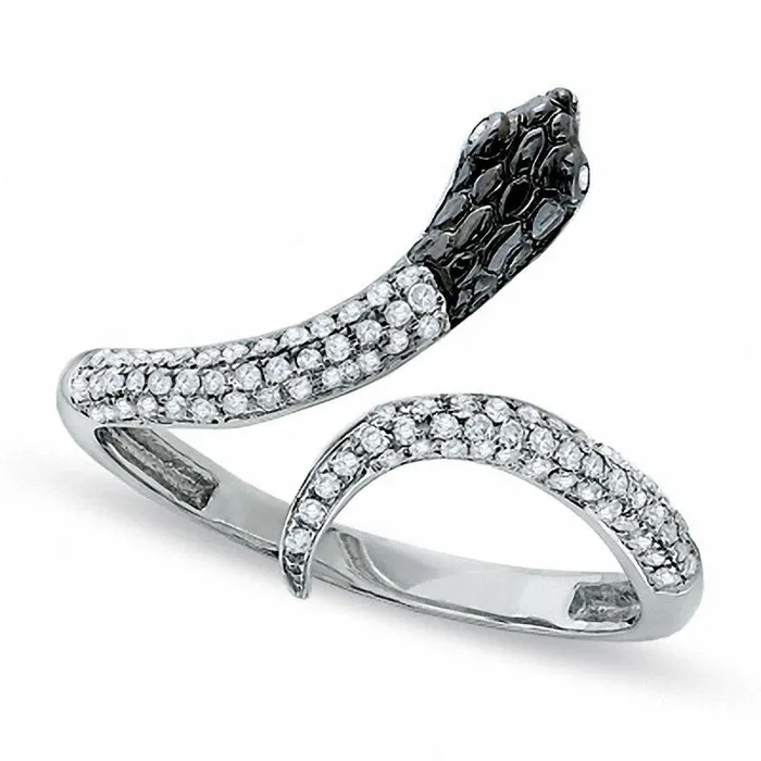 Rings 025 CT TW Natural Diamond Snake Ring in Solid 10K White Gold Goldia Rings 025 CT TW Natural Diamond Snake Ring in Solid 10K White Gold Goldia