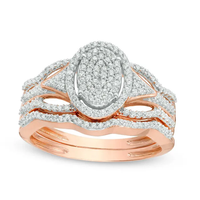 Rings 033 CT TW Composite Natural Diamond Oval Frame Bridal Engagement Ring Set in Solid 10K Rose Gold Goldia Rings 033 CT TW Composite Natural Diamond Oval Frame Bridal Engagement Ring Set in Solid 10K Rose Gold Goldia