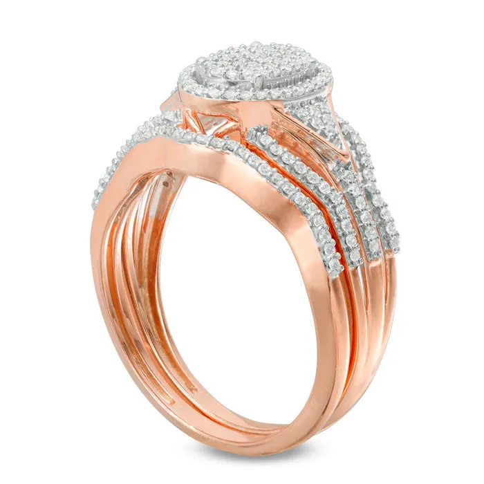 Rings 033 CT TW Composite Natural Diamond Oval Frame Bridal Engagement Ring Set in Solid 10K Rose Gold Goldia Rings 033 CT TW Composite Natural Diamond Oval Frame Bridal Engagement Ring Set in Solid 10K Rose Gold Goldia