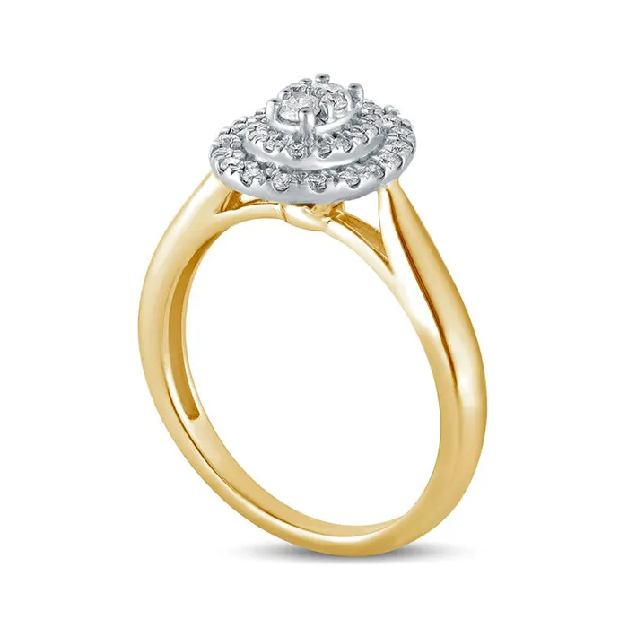 Rings 033 CT TW Composite Oval Natural Diamond Double Frame Engagement Ring in Solid 10K Yellow Gold Goldia Rings 033 CT TW Composite Oval Natural Diamond Double Frame Engagement Ring in Solid 10K Yellow Gold Goldia