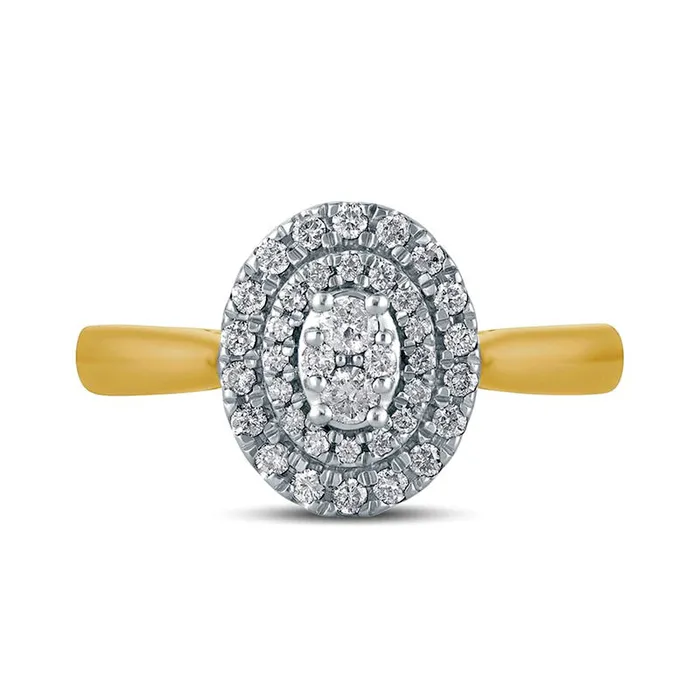 Rings 033 CT TW Composite Oval Natural Diamond Double Frame Engagement Ring in Solid 10K Yellow Gold Goldia Rings 033 CT TW Composite Oval Natural Diamond Double Frame Engagement Ring in Solid 10K Yellow Gold Goldia