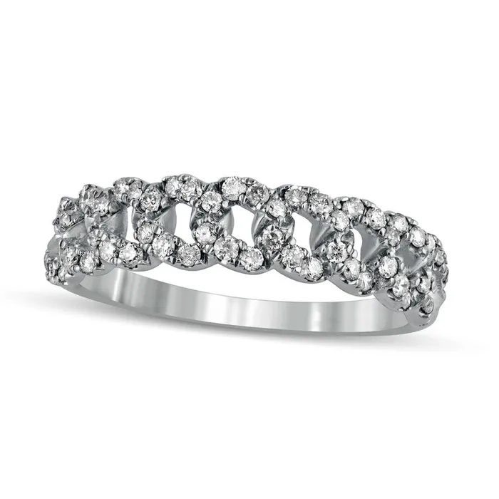 Rings 033 CT TW Natural Diamond Cuban Chain Link Anniversary Band in Solid 10K White Gold Goldia Rings 033 CT TW Natural Diamond Cuban Chain Link Anniversary Band in Solid 10K White Gold Goldia