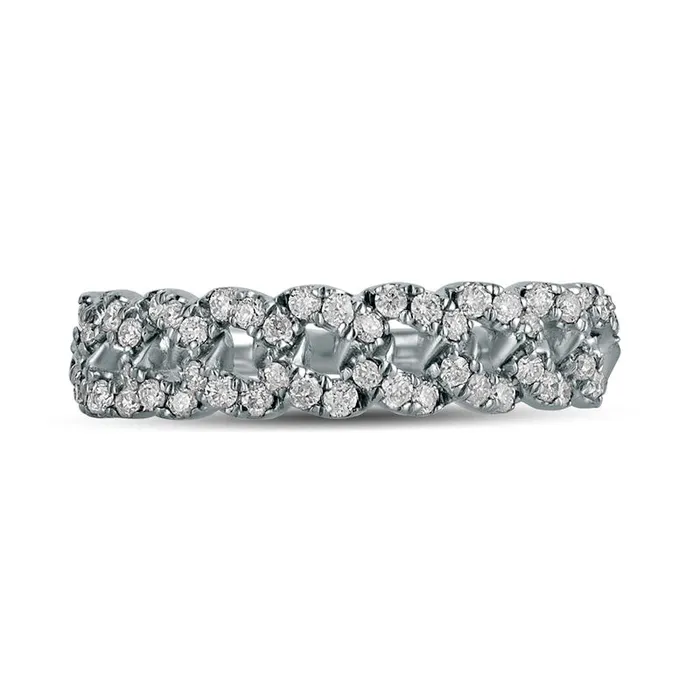 Rings 033 CT TW Natural Diamond Cuban Chain Link Anniversary Band in Solid 10K White Gold Goldia Rings 033 CT TW Natural Diamond Cuban Chain Link Anniversary Band in Solid 10K White Gold Goldia
