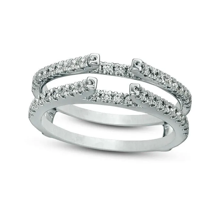 Rings 050 CT TW Natural Clarity Enhanced Diamond Lined Ring Solitaire Enhancer in Solid 14K White Gold Goldia Rings 050 CT TW Natural Clarity Enhanced Diamond Lined Ring Solitaire Enhancer in Solid 14K White Gold Goldia