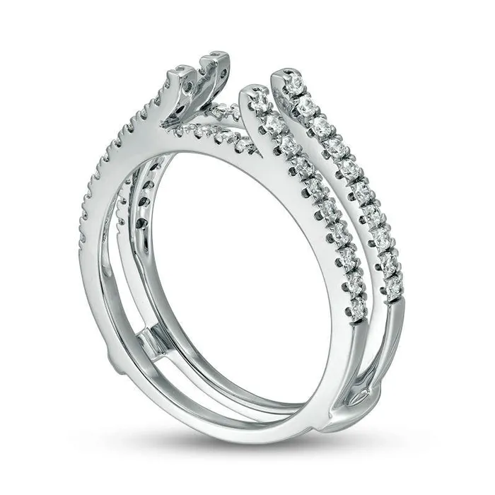 Rings 050 CT TW Natural Clarity Enhanced Diamond Lined Ring Solitaire Enhancer in Solid 14K White Gold Goldia Rings 050 CT TW Natural Clarity Enhanced Diamond Lined Ring Solitaire Enhancer in Solid 14K White Gold Goldia